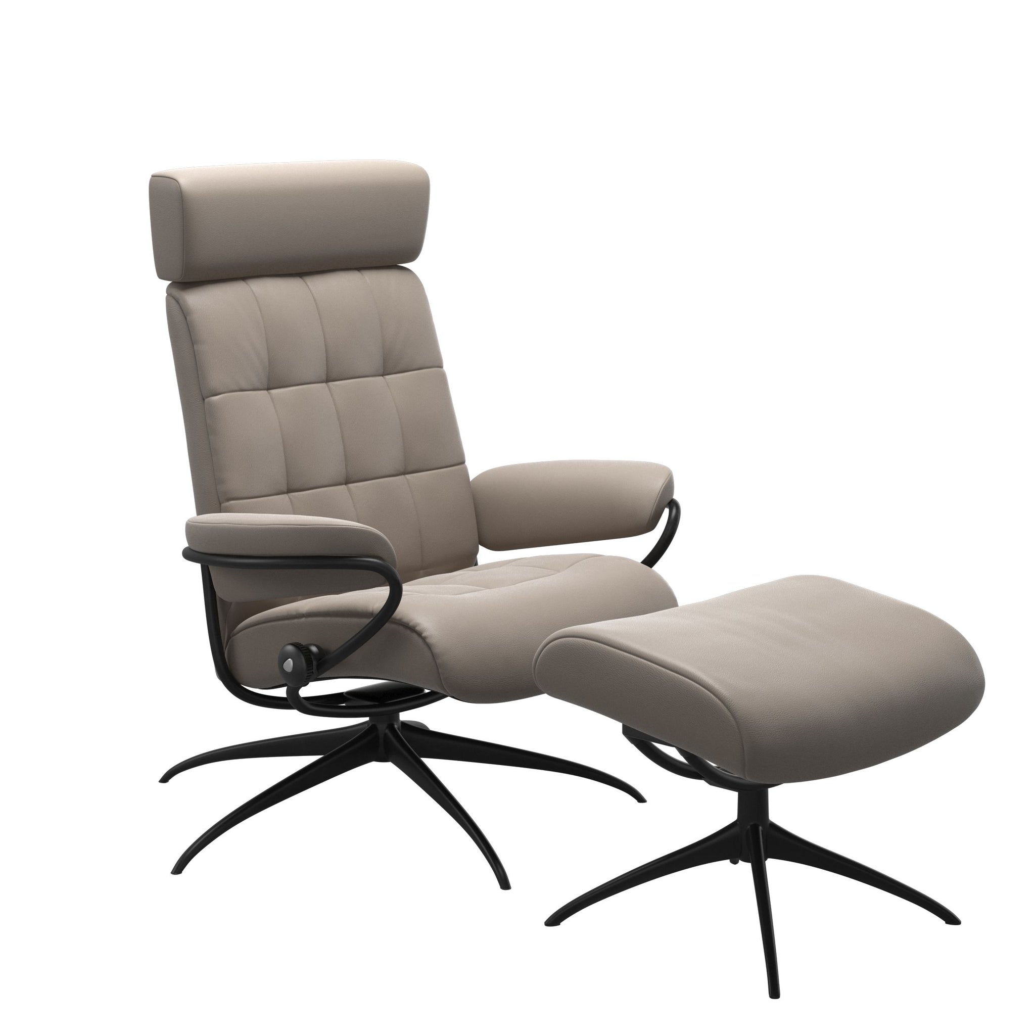 Stressless London Starbase lænestol med nakkestøtte i Paloma Dark Mushroom