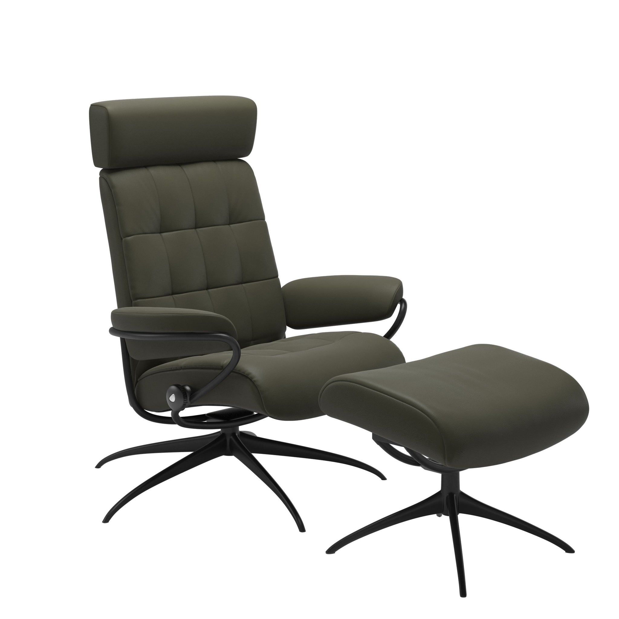 Stressless London Starbase lænestol med nakkestøtte i Paloma Dark Olive