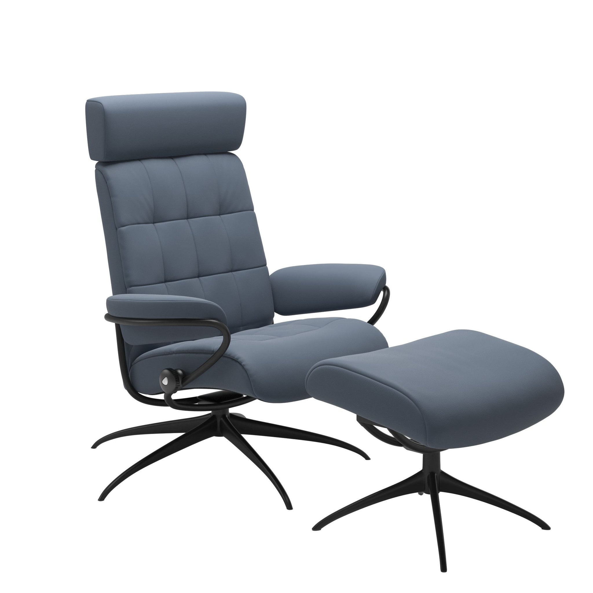Stressless London Starbase lænestol med nakkestøtte i Paloma Sparrow Blue