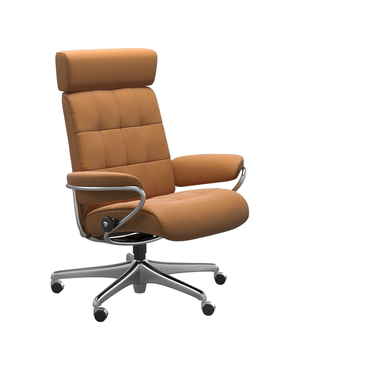Stressless London kontorstol med nakkestøtte i Batick New Caramel