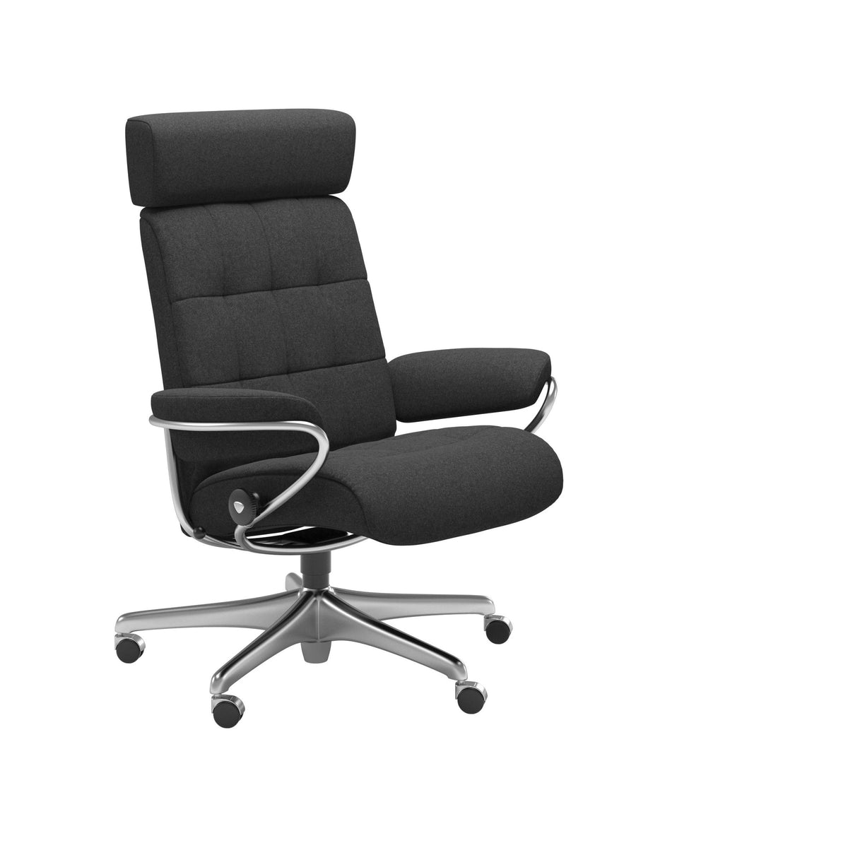 Stressless London kontorstol med nakkestøtte i Calido Dark Grey