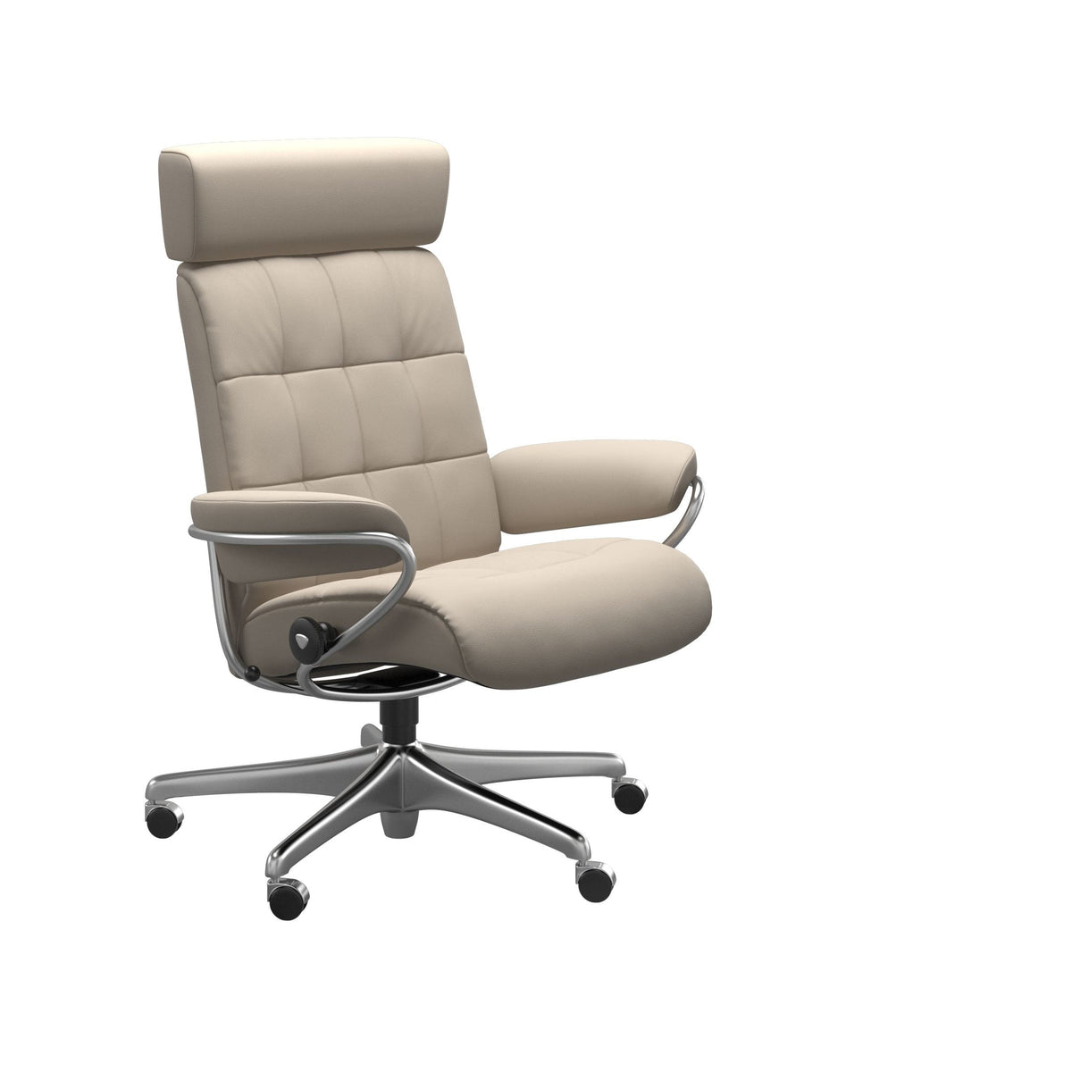 Stressless London kontorstol med nakkestøtte i Paloma Fog