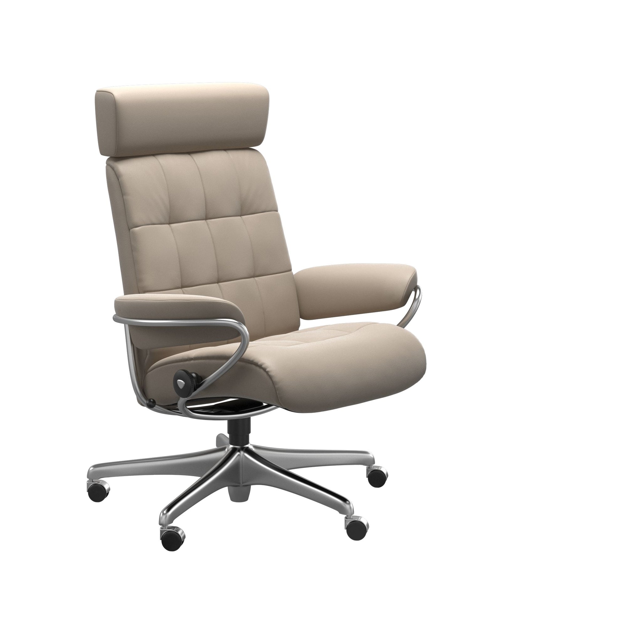 Stressless London kontorstol med nakkestøtte i Paloma Mushroom