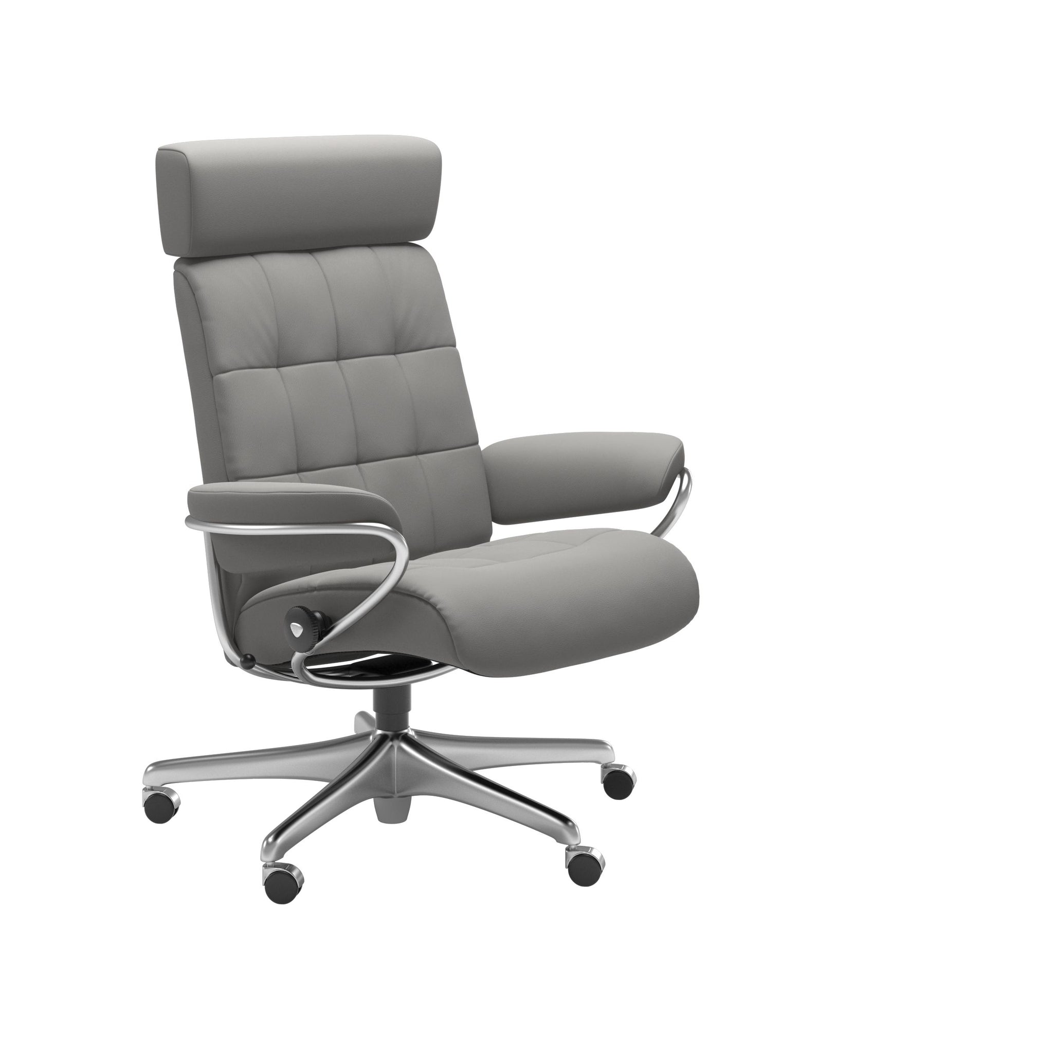 Stressless London kontorstol med nakkestøtte i Paloma Silver Grey