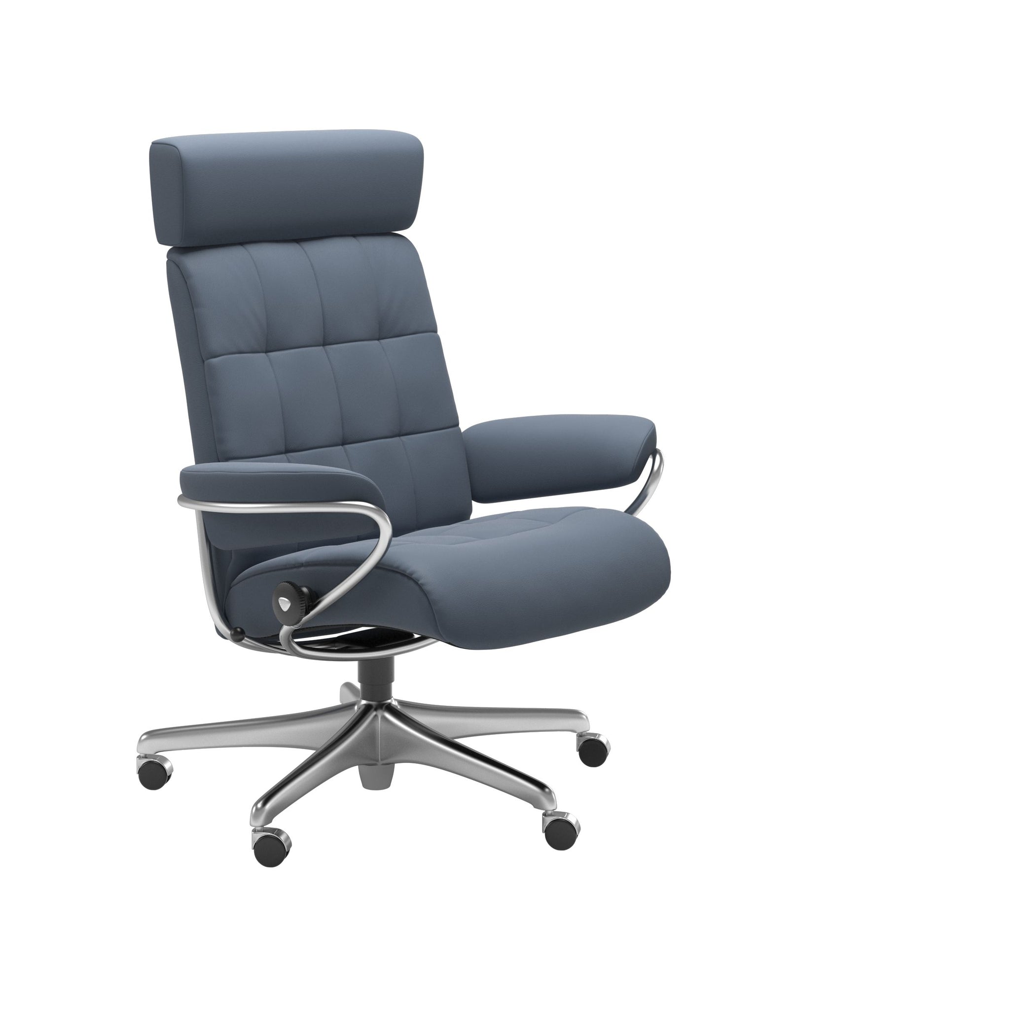Stressless London kontorstol med nakkestøtte i Paloma Sparrow Blue