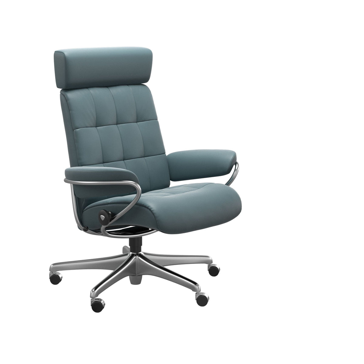 Stressless London kontorstol med nakkestøtte i Paloma Teal Blue
