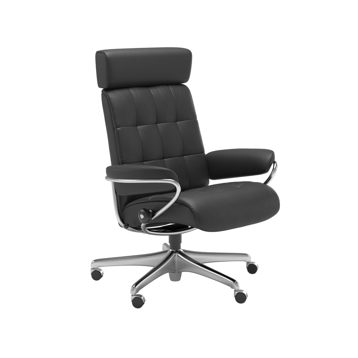 Stressless London kontorstol med nakkestøtte i Velaro Anthracite