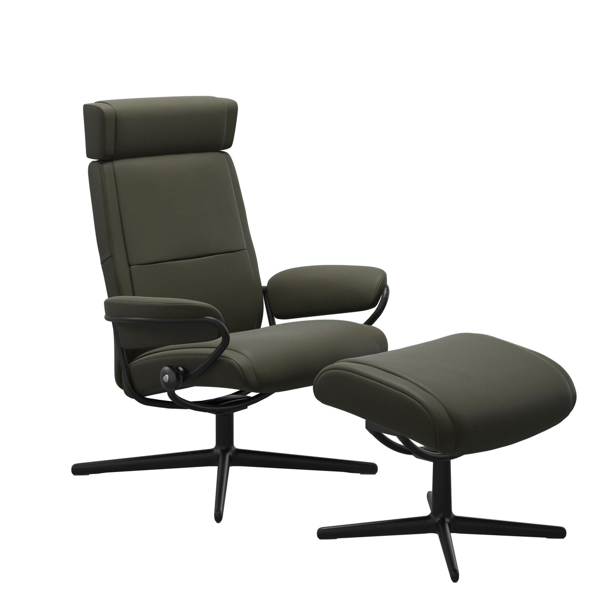 Stressless Paris Cross lænestol med nakkestøtte i Paloma Dark Olive