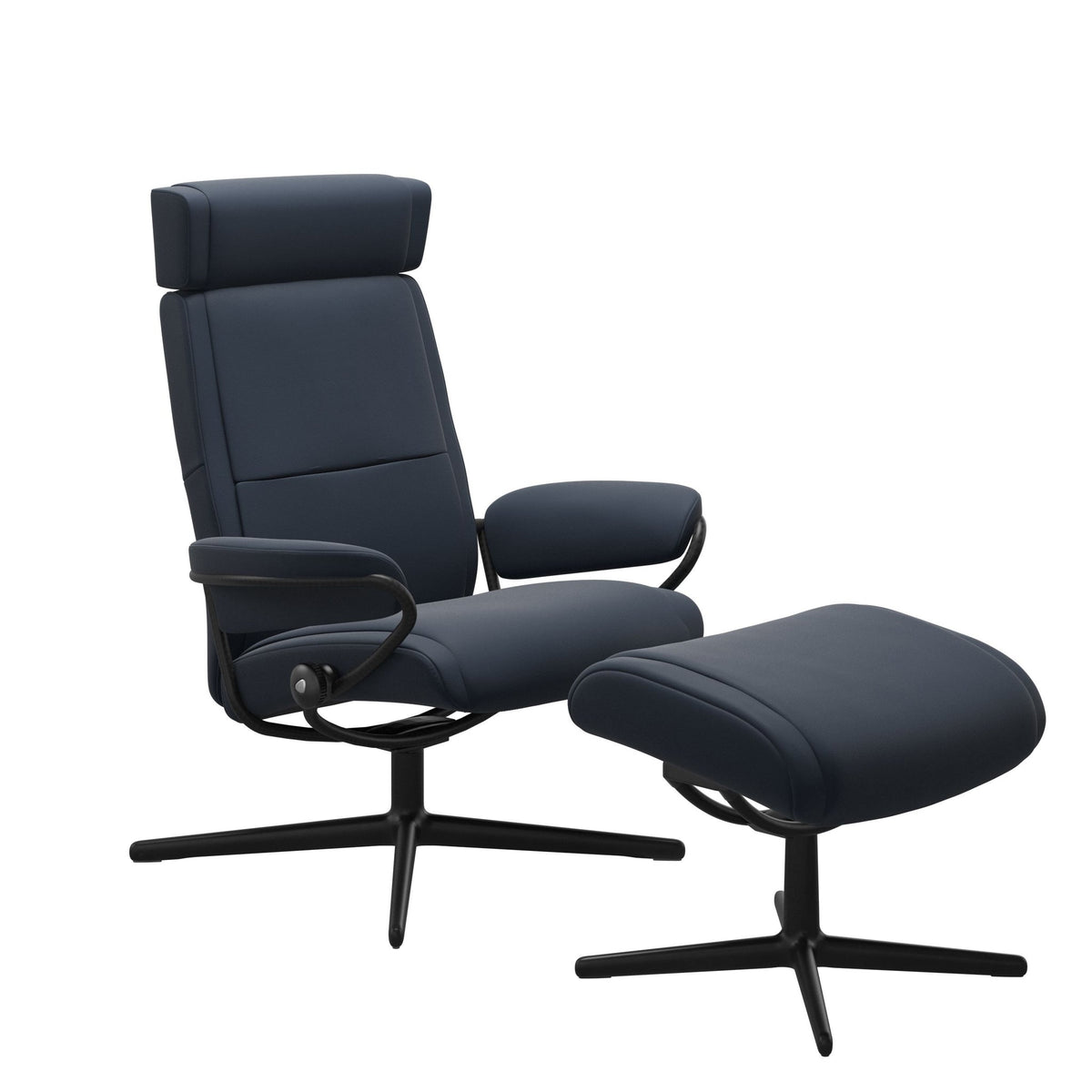 Stressless Paris Cross lænestol med nakkestøtte i Paloma Oxford Blue