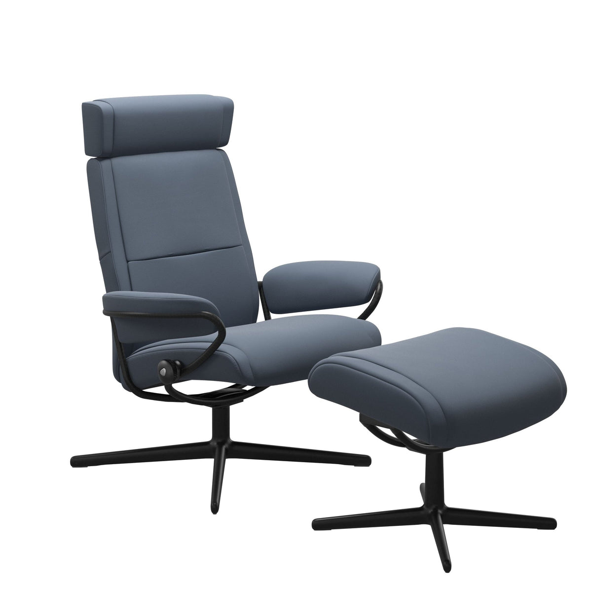 Stressless Paris Cross lænestol med nakkestøtte i Paloma Sparrow Blue