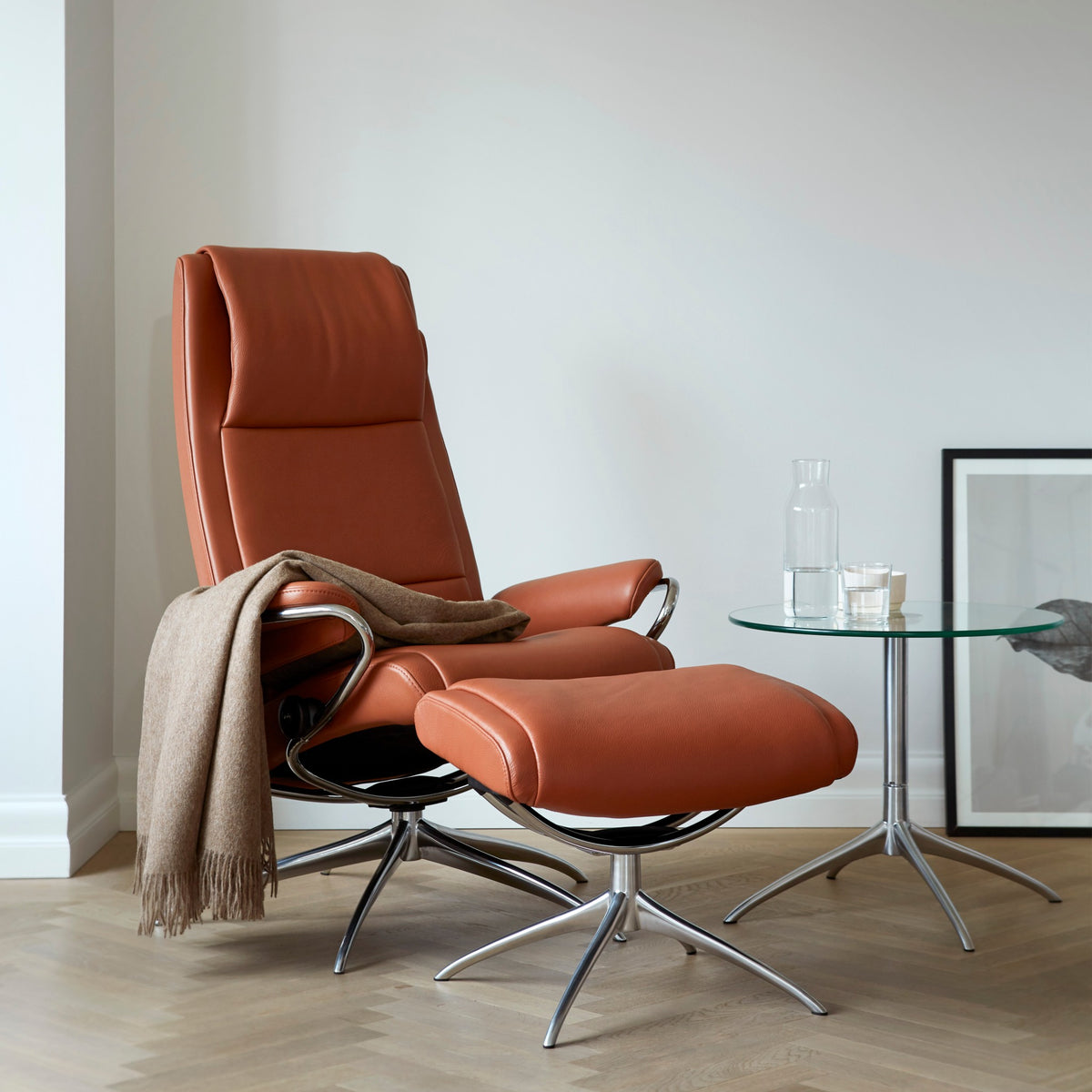 Stressless Paris Starbase lænestol høj ryg i Paloma Copper med chrome stel