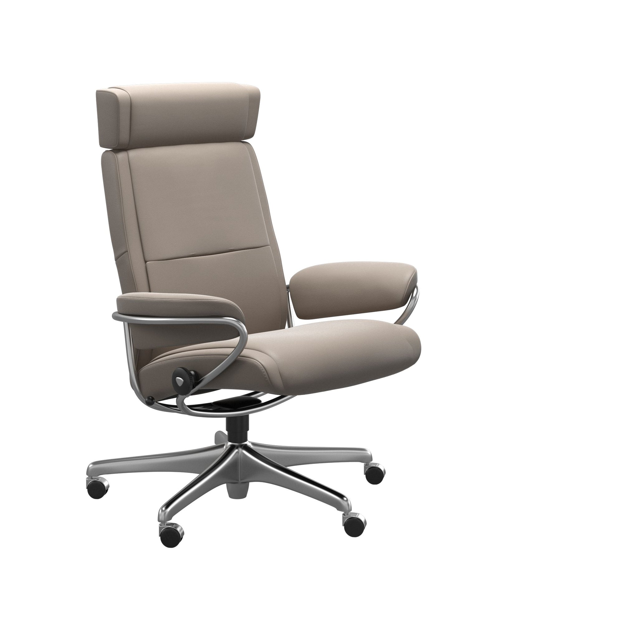 Stressless Paris kontorstol med nakkestøtte i Paloma Dark Mushroom