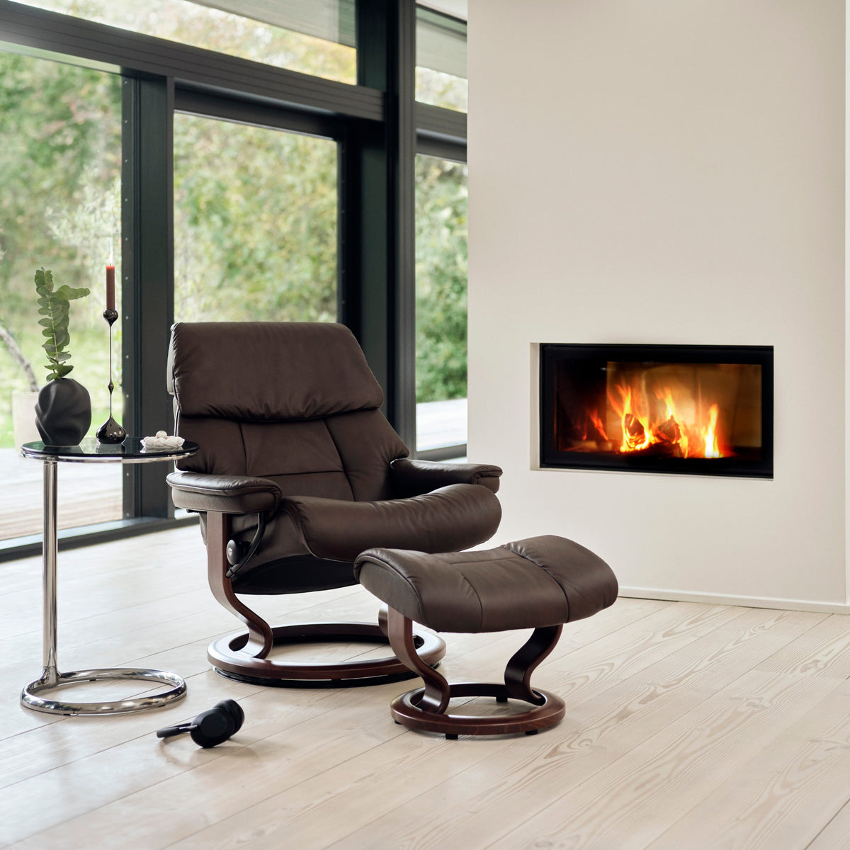 Stressless Ruby Classic lænestol med skammel i Paloma Chocolate