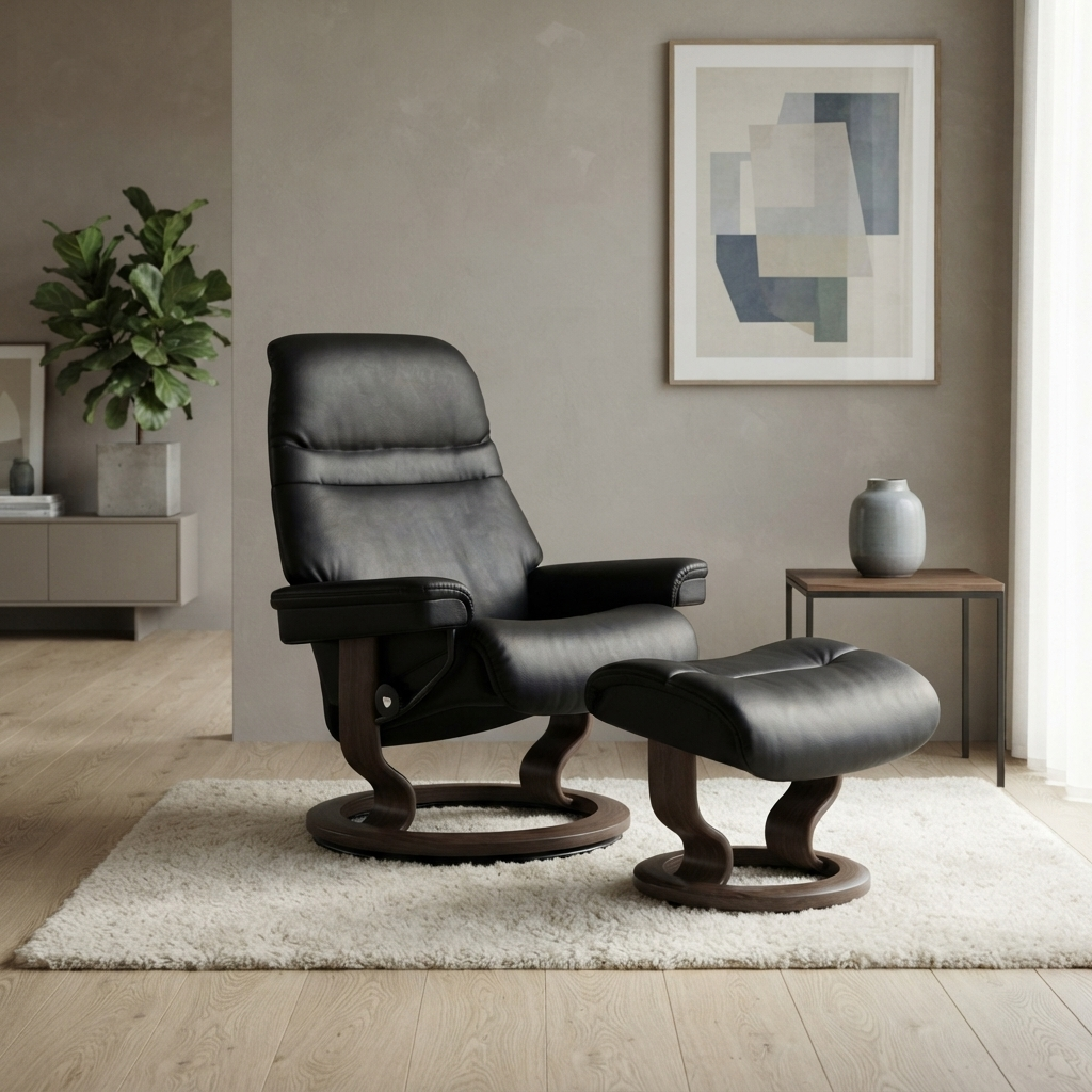 Stressless Sunrise Classic lænestol med skammel i stue
