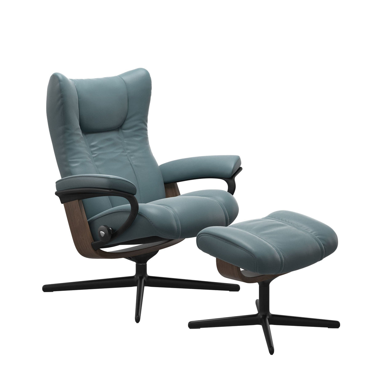 Stressless Wing Cross lænestol i Paloma Teal Blue