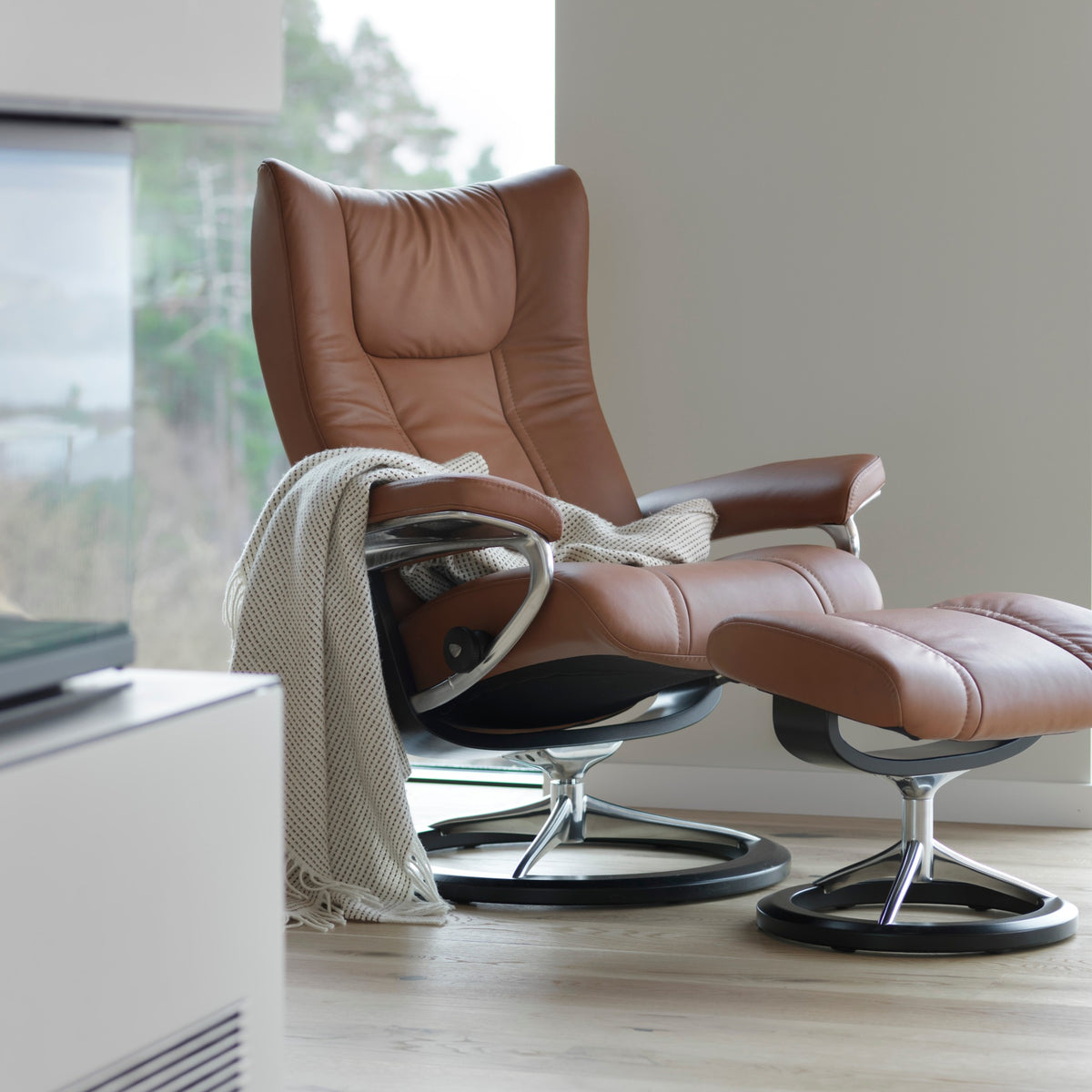 Stressless Wing Signature lænestol i Paloma Copper med chrome stel