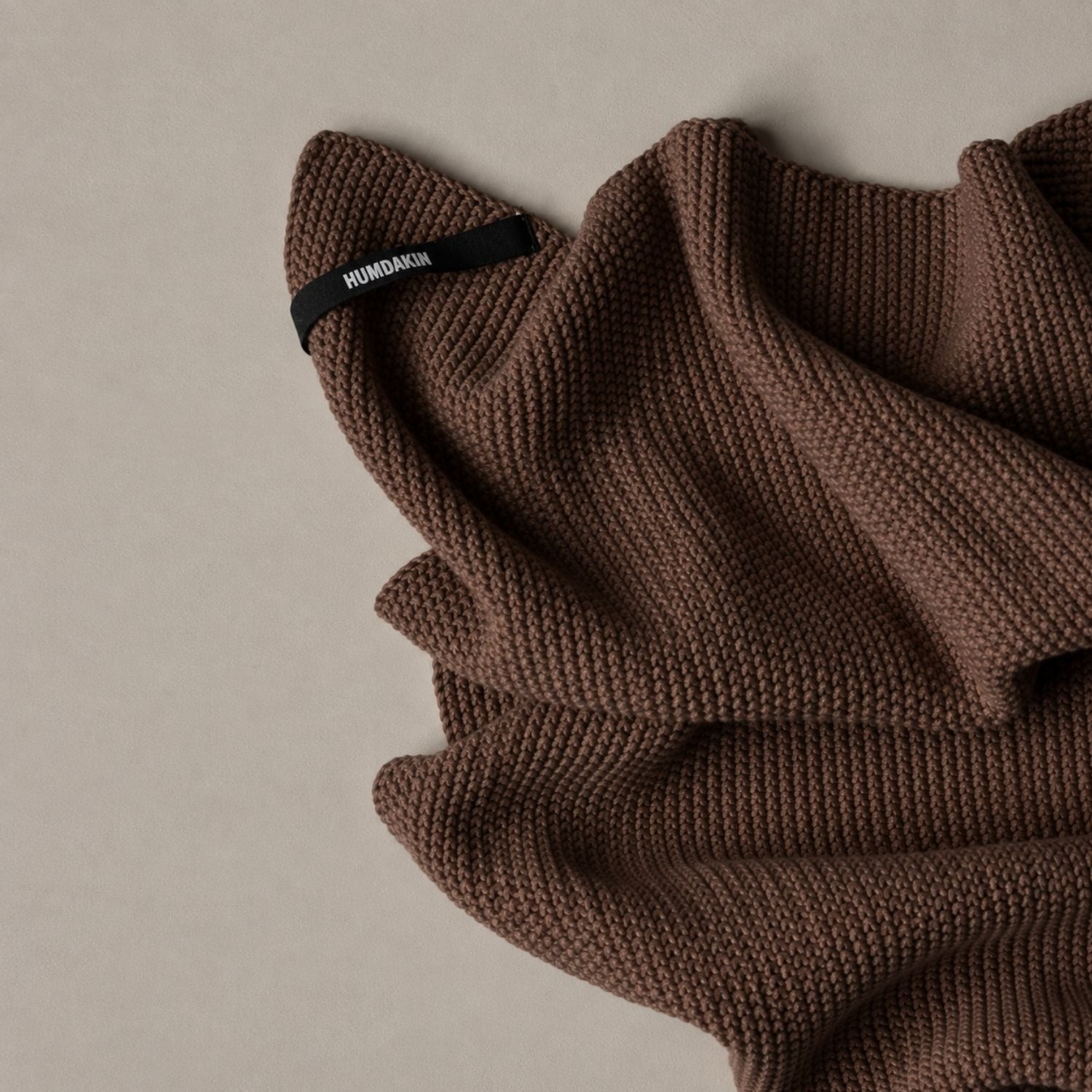 Strikket Køkkenhåndklæde - Bison Brown