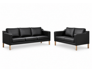 Clausholm 3+2 pers. sofasæt (sort Madrid læder)