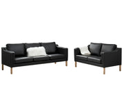Clausholm 3+2 pers. sofasæt (sort Madrid læder)