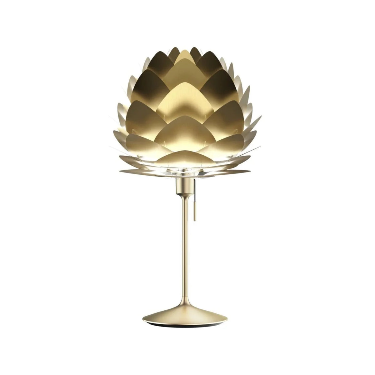 UMAGE Aluvia mini bordlampe i Brushed Brass med fod i messing