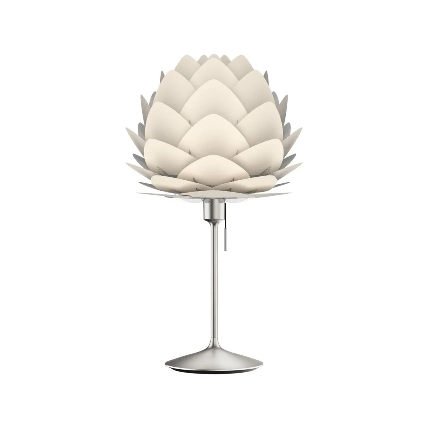 UMAGE Aluvia mini bordlampe i Pearl White med fod i stål