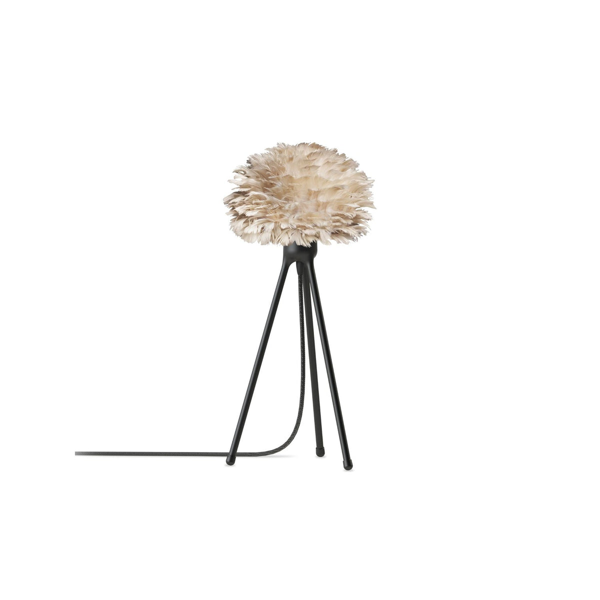 UMAGE Eos Tripod bordlampe, Light Brown skærm Micro på sort Tripod-fod