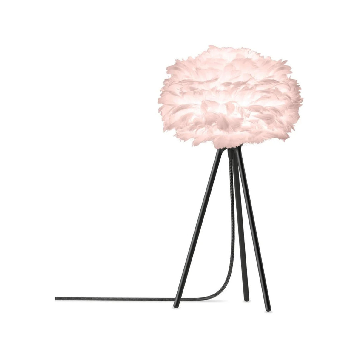 UMAGE Eos Tripod bordlampe, Light Rose skærm Mini på sort Tripod-fod