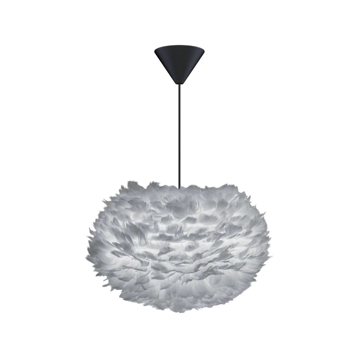 UMAGE Eos pendel i Light Grey, Medium med sort ledning