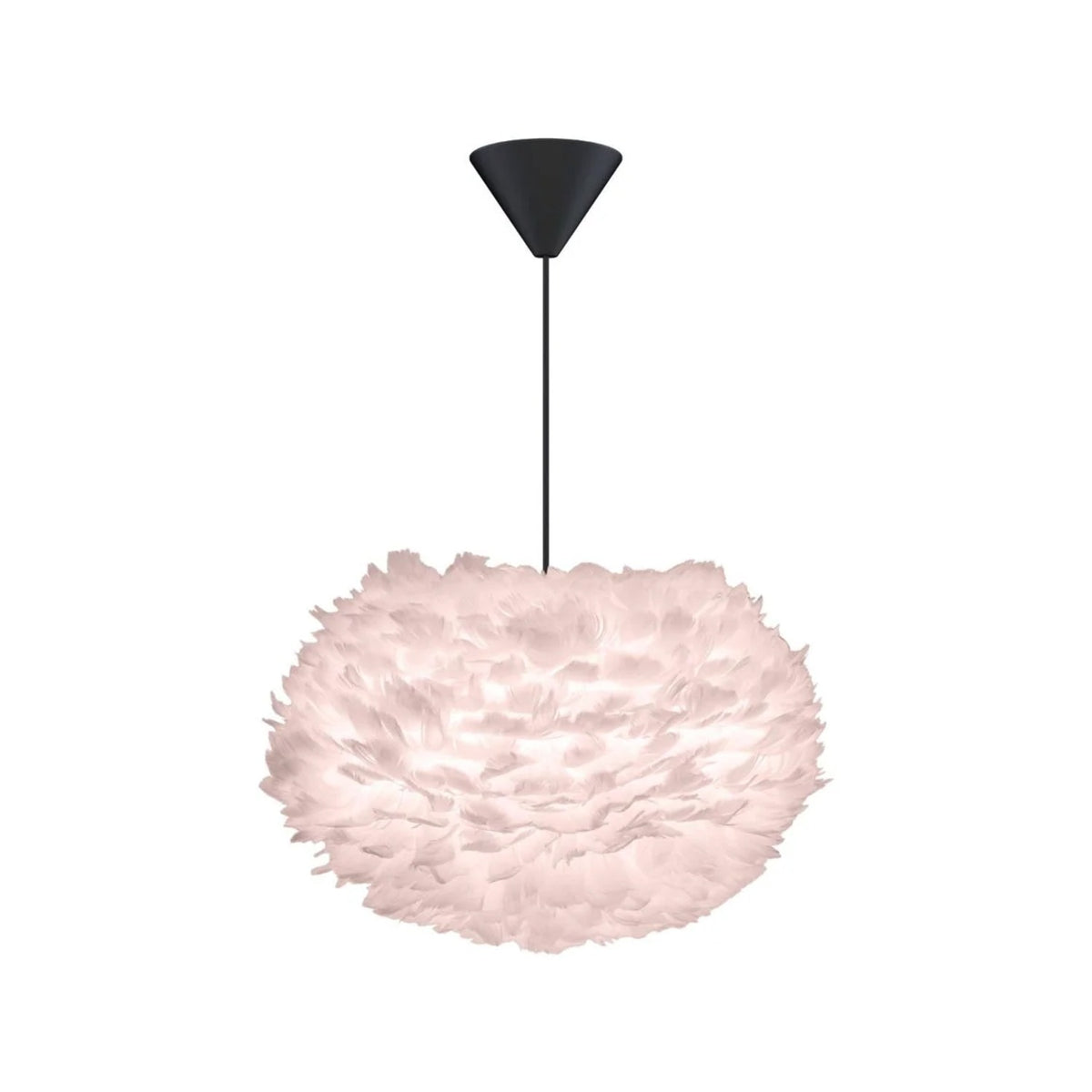UMAGE Eos pendel i Light Rose, Medium med sort ledning
