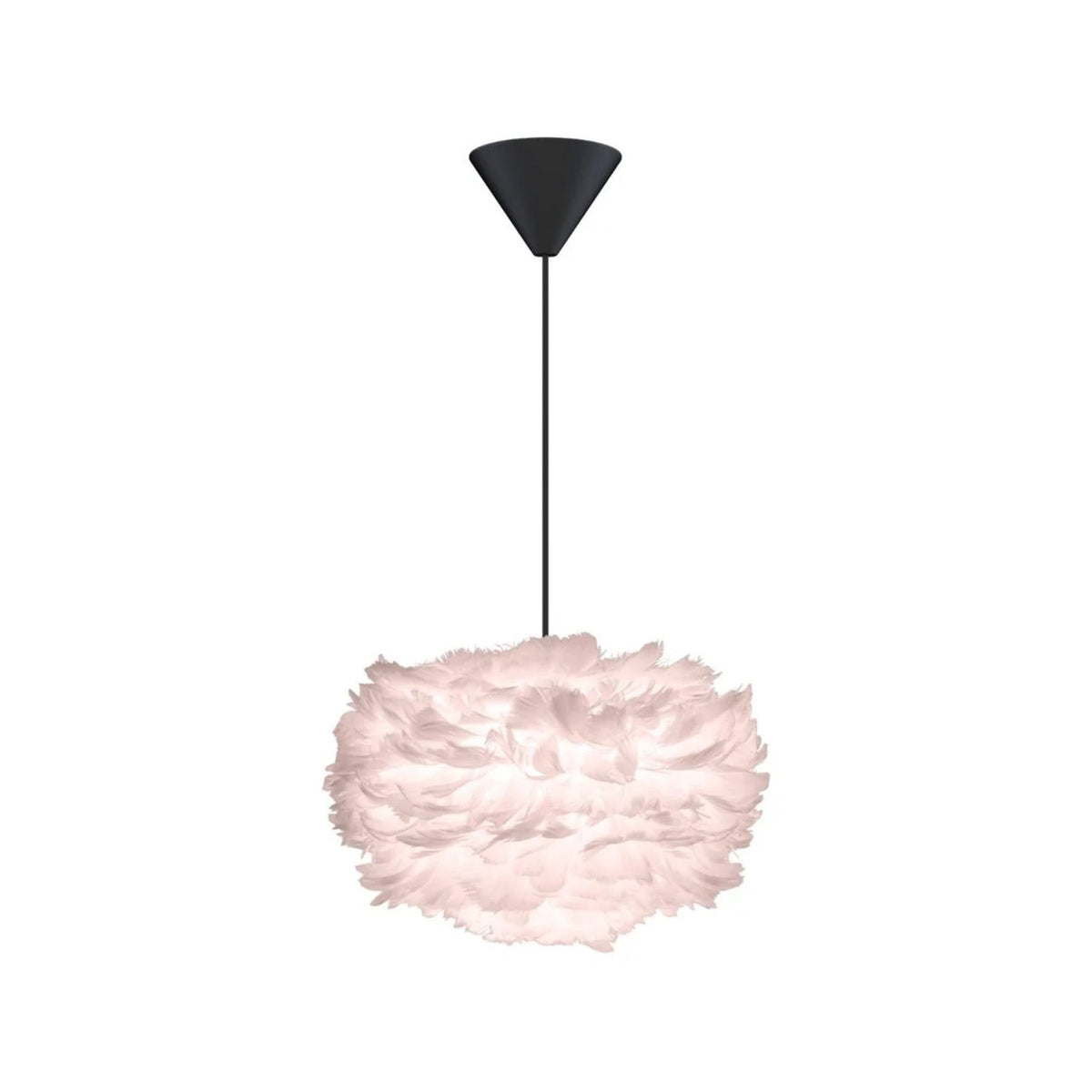 UMAGE Eos pendel i Light Rose, Mini med sort ledning