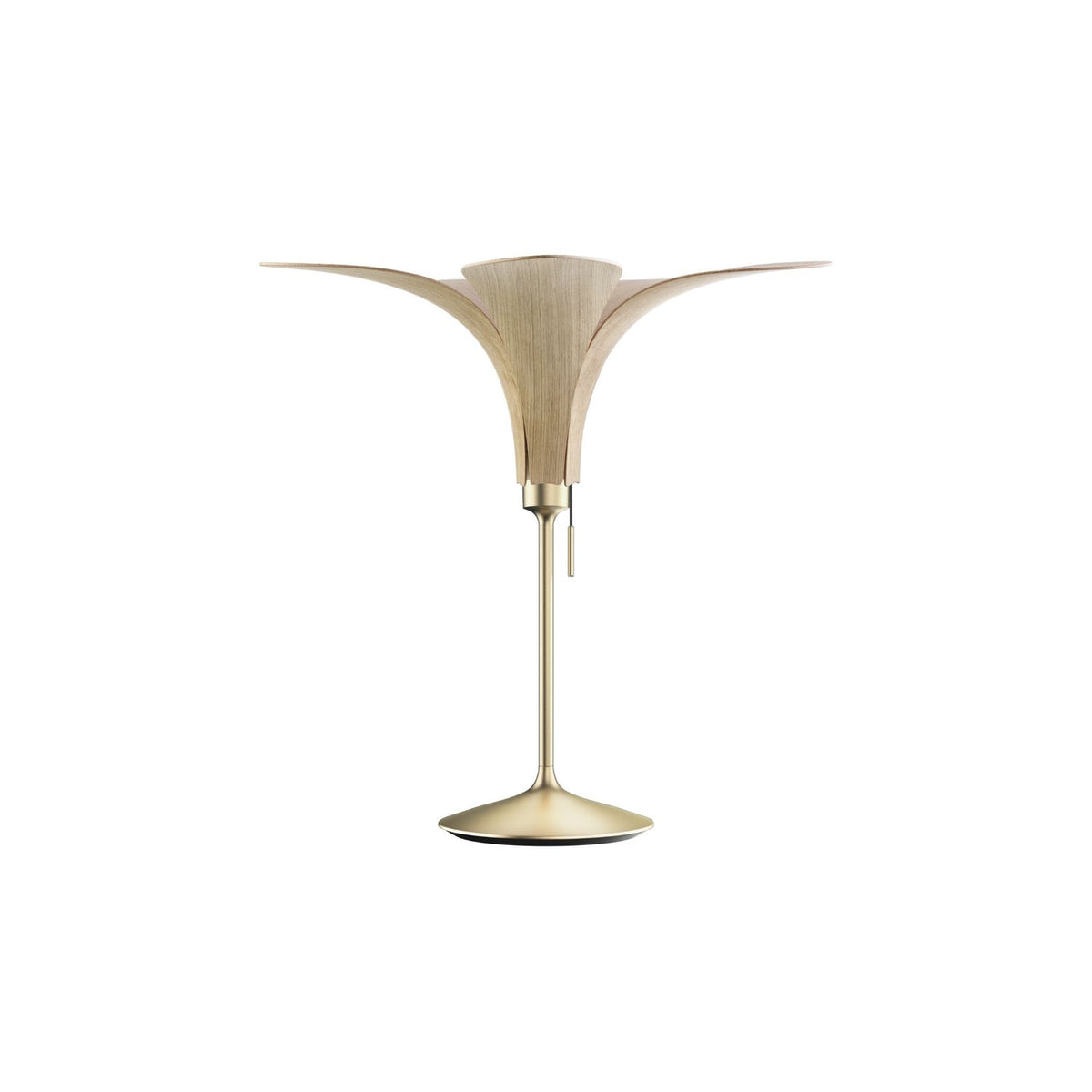 UMAGE Jazz bordlampe i lakeret eg med fod i messing