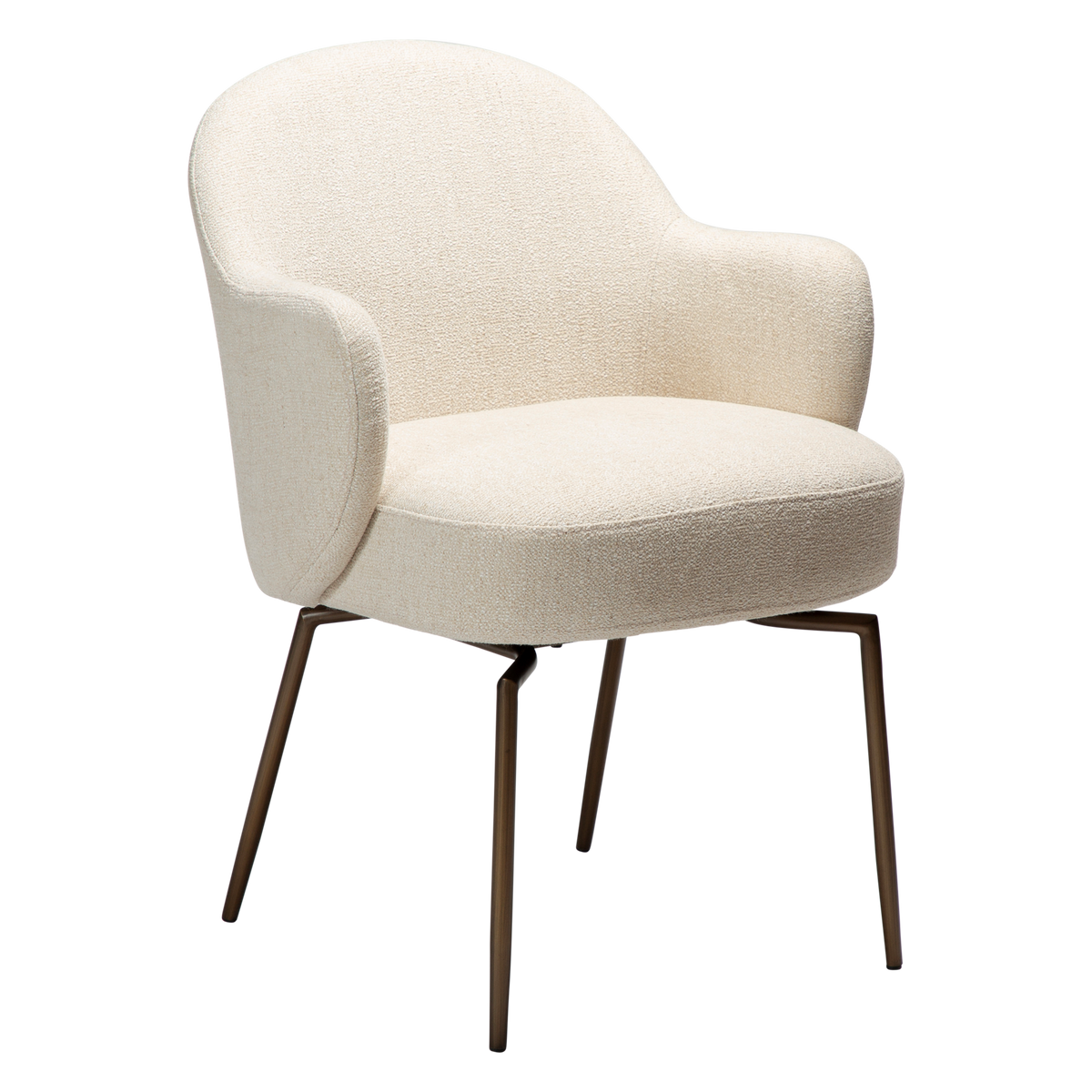 Dan-Form Bae spisebordsstol i Simply Beige bouclé med drejestel i antique brass