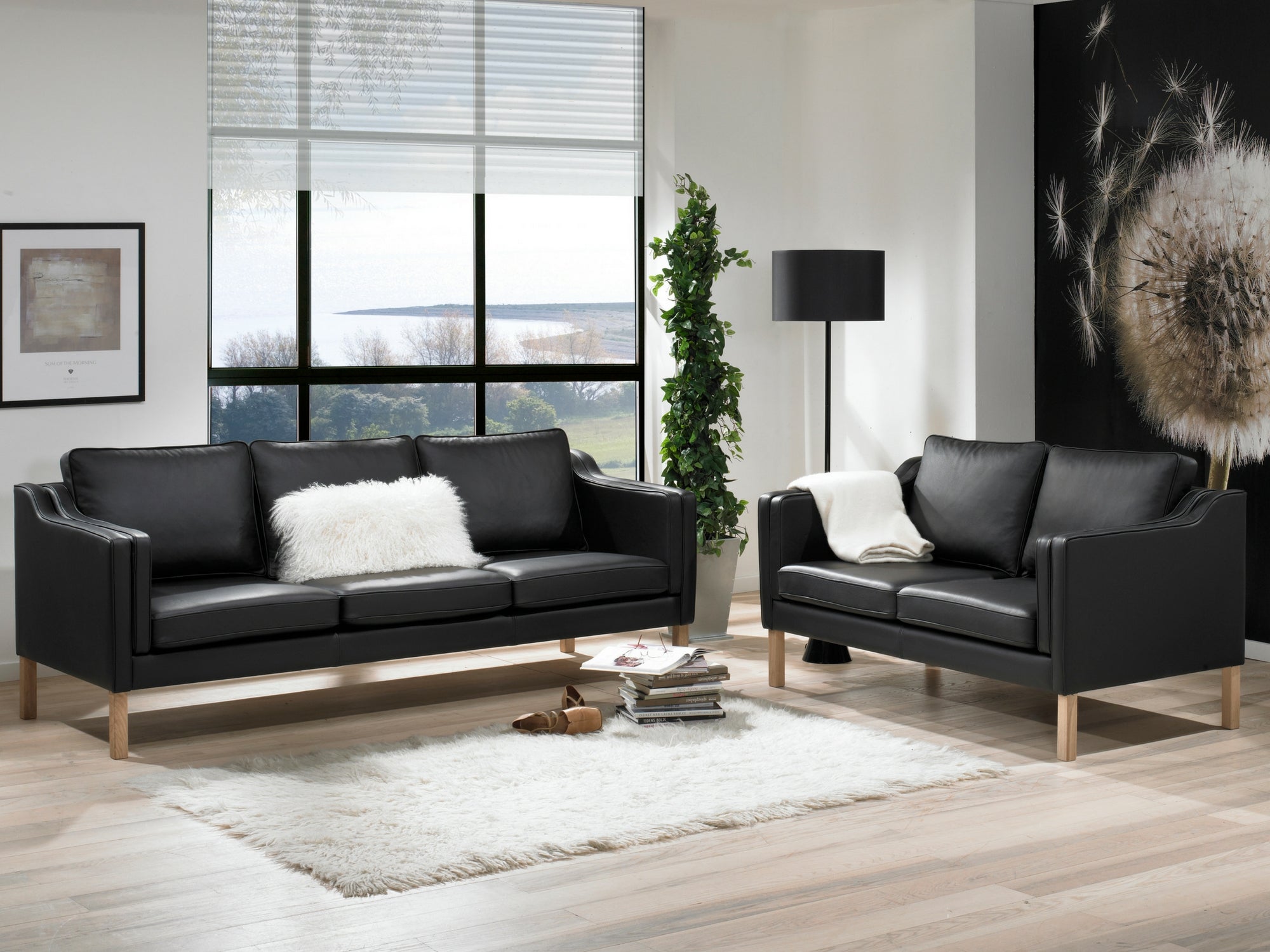 Clausholm 3+2 pers. sofasæt (sort Madrid læder)