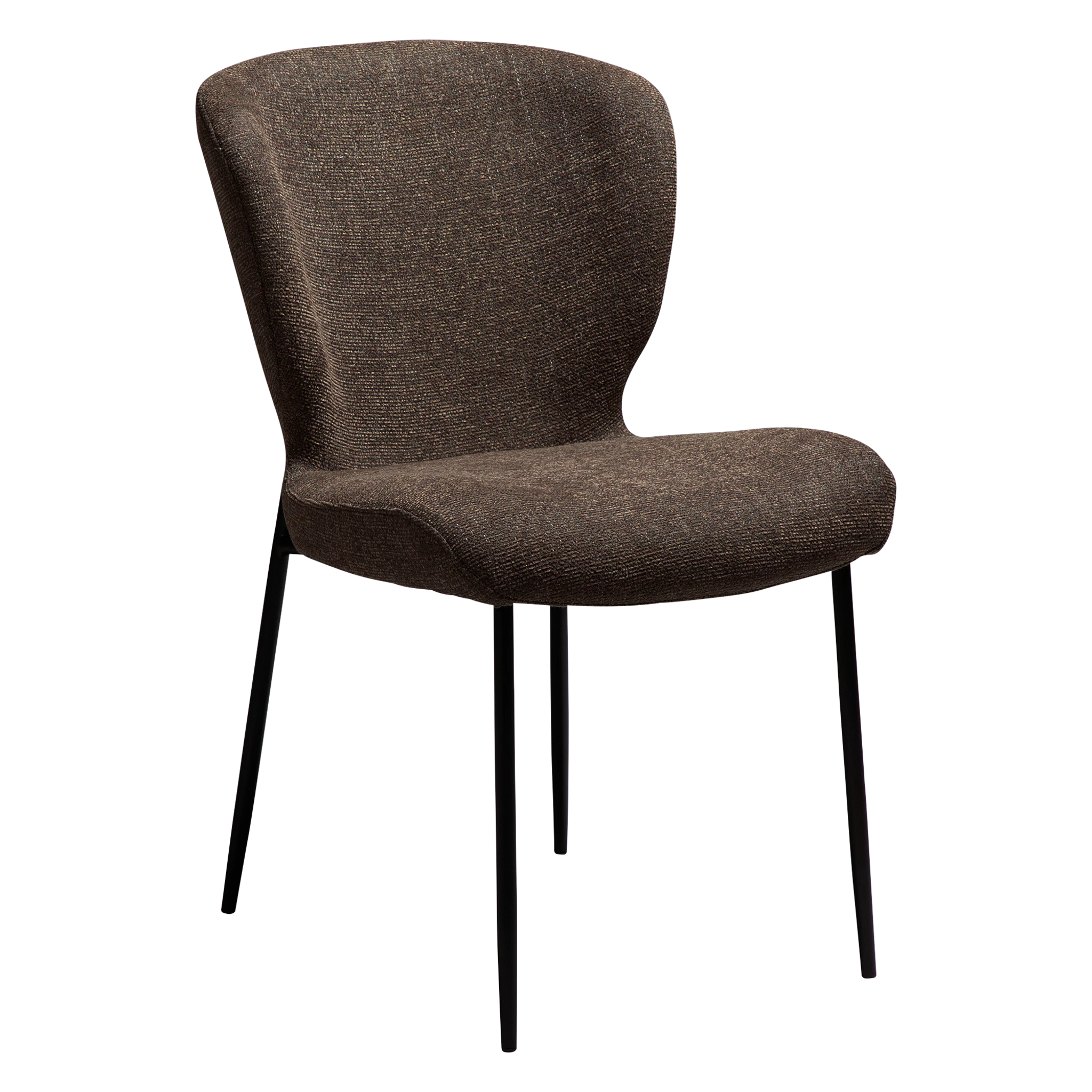Dan-Form Glory spisebordsstol i Major brown bouclé med sort metalstel