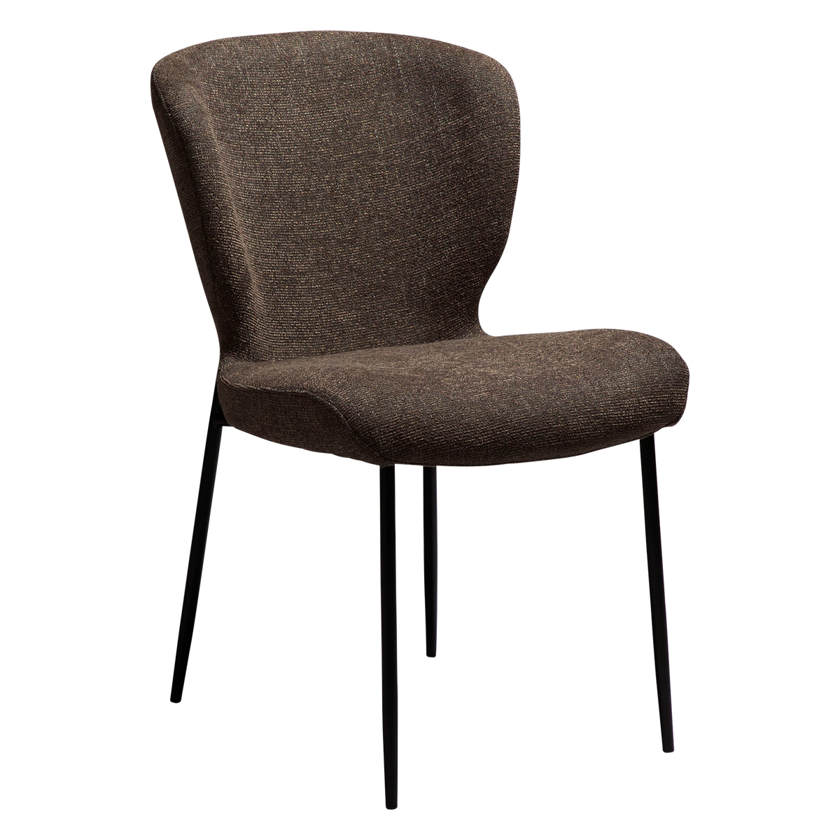 Dan-Form Glory spisebordsstol i Major brown bouclé med sort metalstel