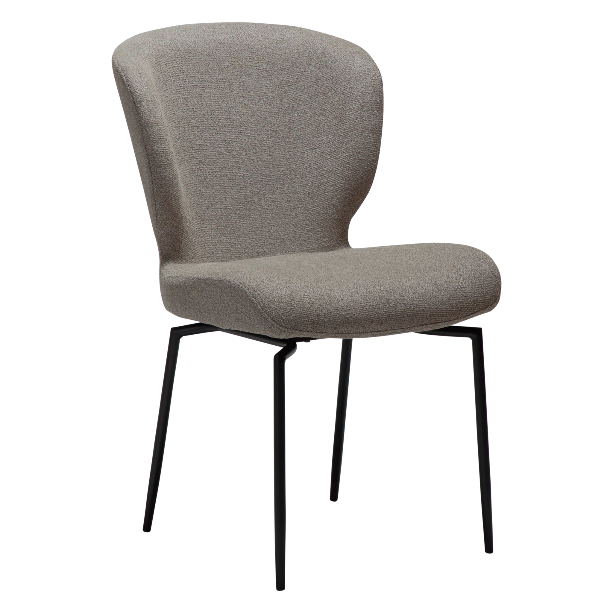 Dan-Form Glory spisebordsstol i Pebble Earth bouclé med sort drejestel