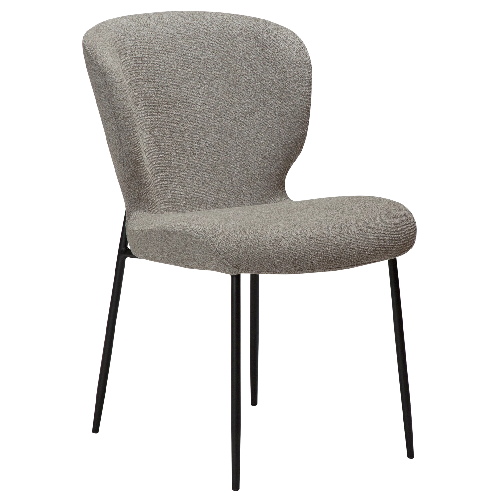 Dan-Form Glory spisebordsstol i Pebble Earth bouclé med sort metalstel