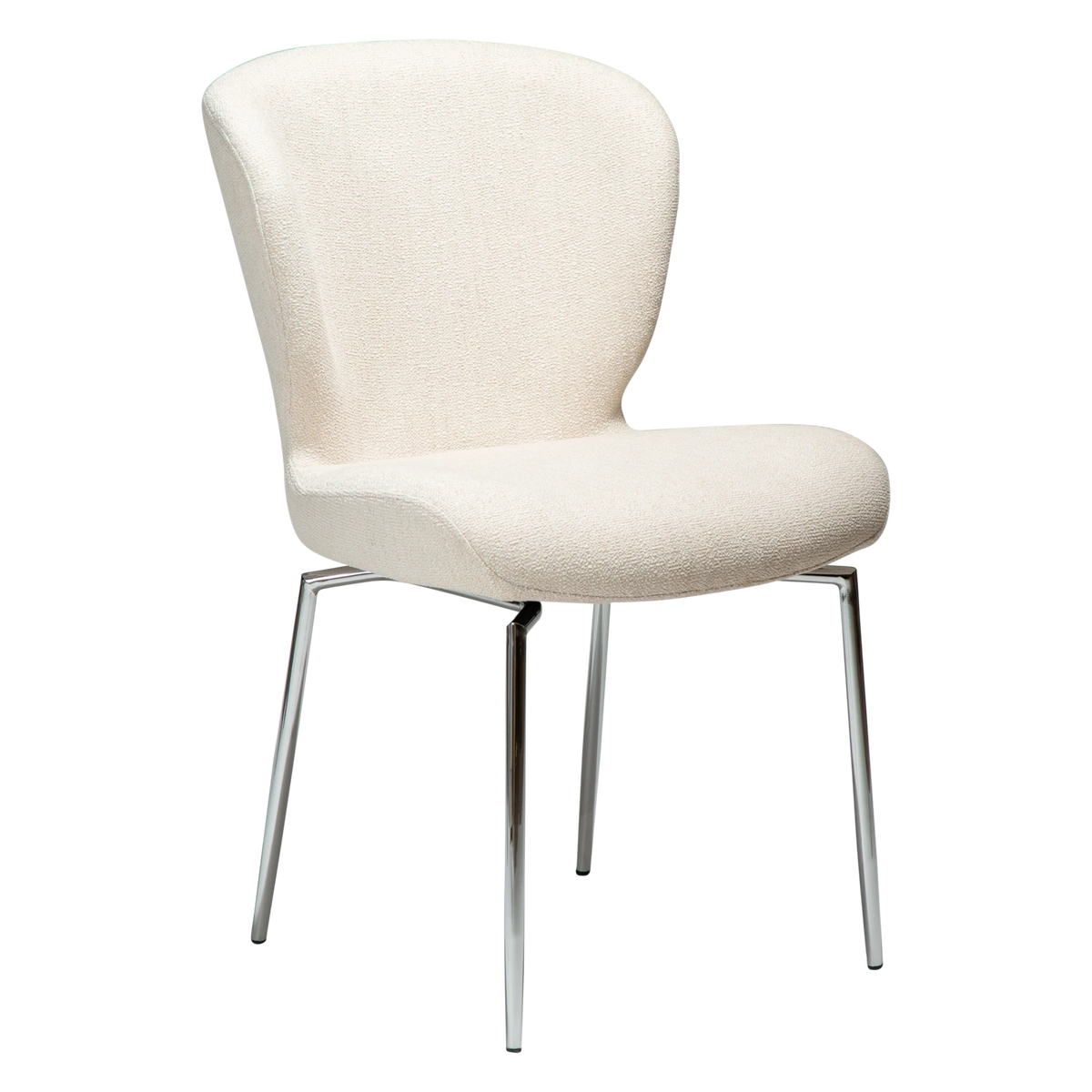 Dan-Form Glory spisebordsstol i Simply Beige bouclé med drejestel i krom