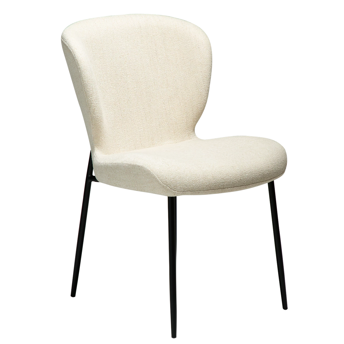 Dan-Form Glory spisebordsstol i Simply Beige bouclé med sort metalstel