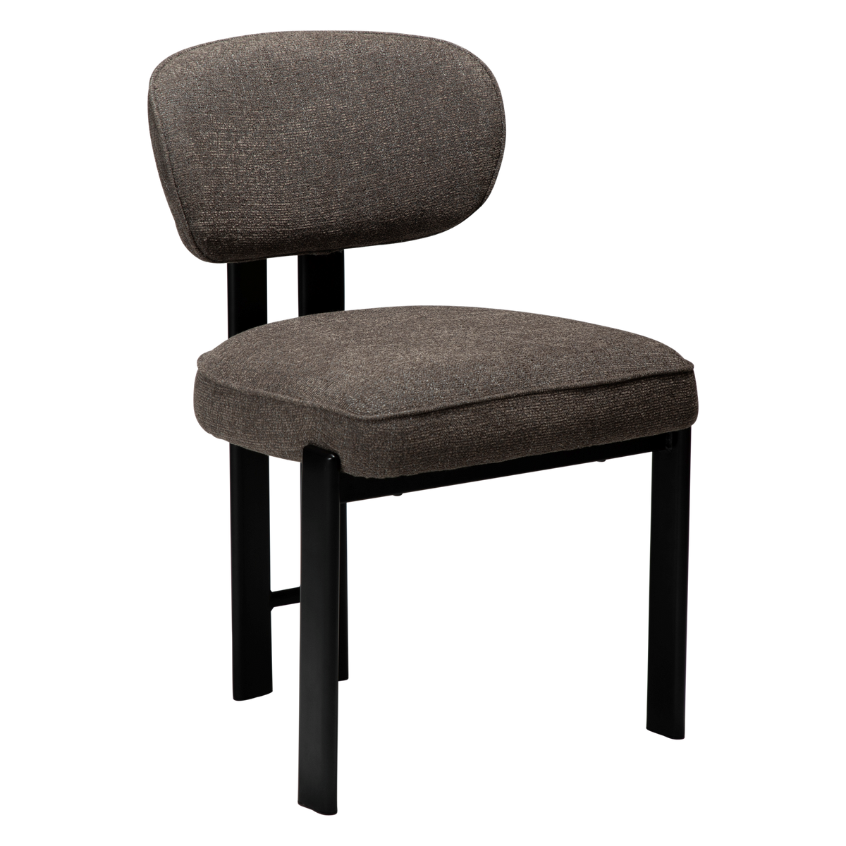 Dan-Form Duct spisebordsstol i Major brown bouclé med sort metalstel