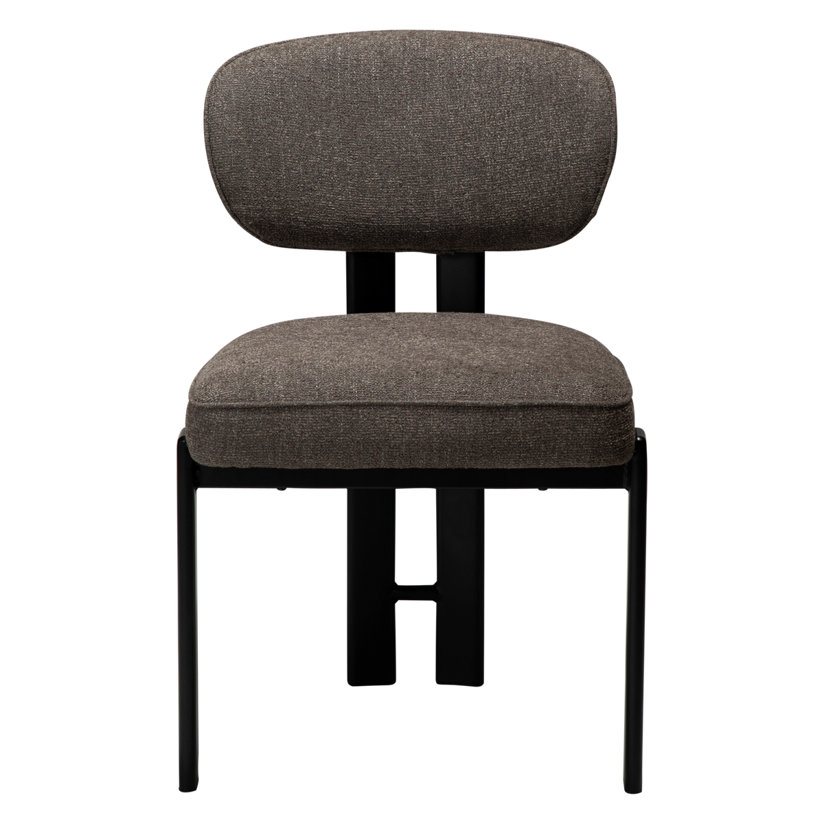 Dan-Form Duct spisebordsstol i Major brown bouclé med sort metalstel – forfra