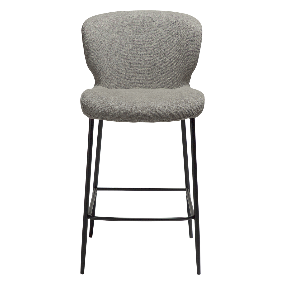 Dan-Form Glory counterstol i Pebble Earth bouclé med sort metalstel – forfra