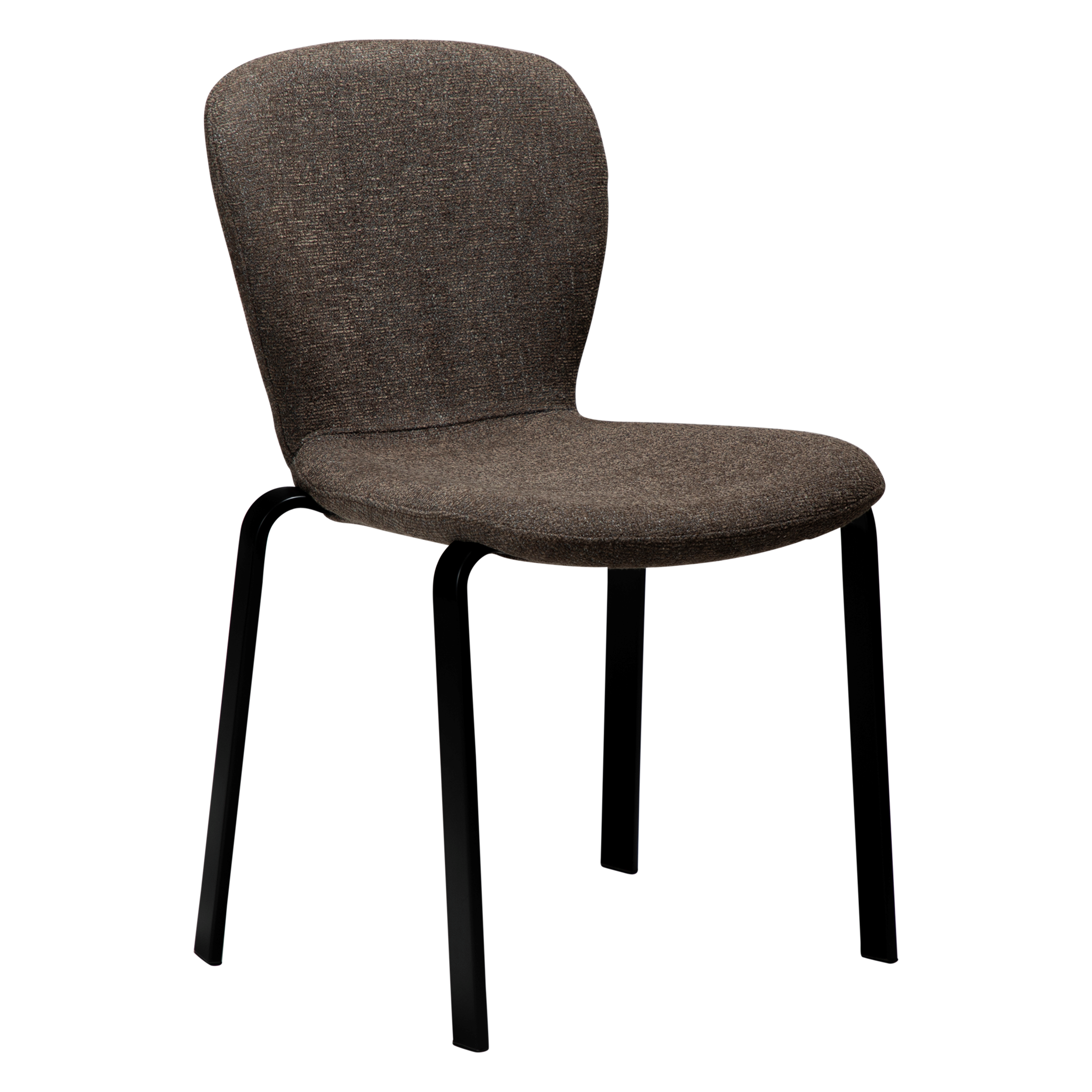 Dan-Form Heap spisebordsstol i Major brown bouclé med sort metalstel