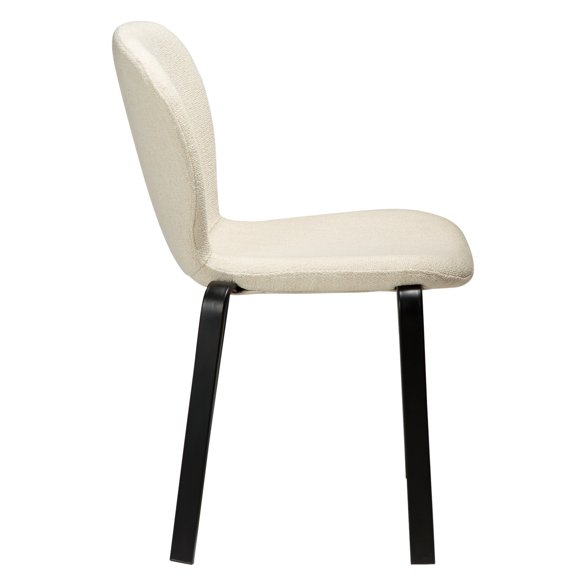 Dan-Form Heap spisebordsstol i Simply Beige bouclé med sort metalstel – fra siden