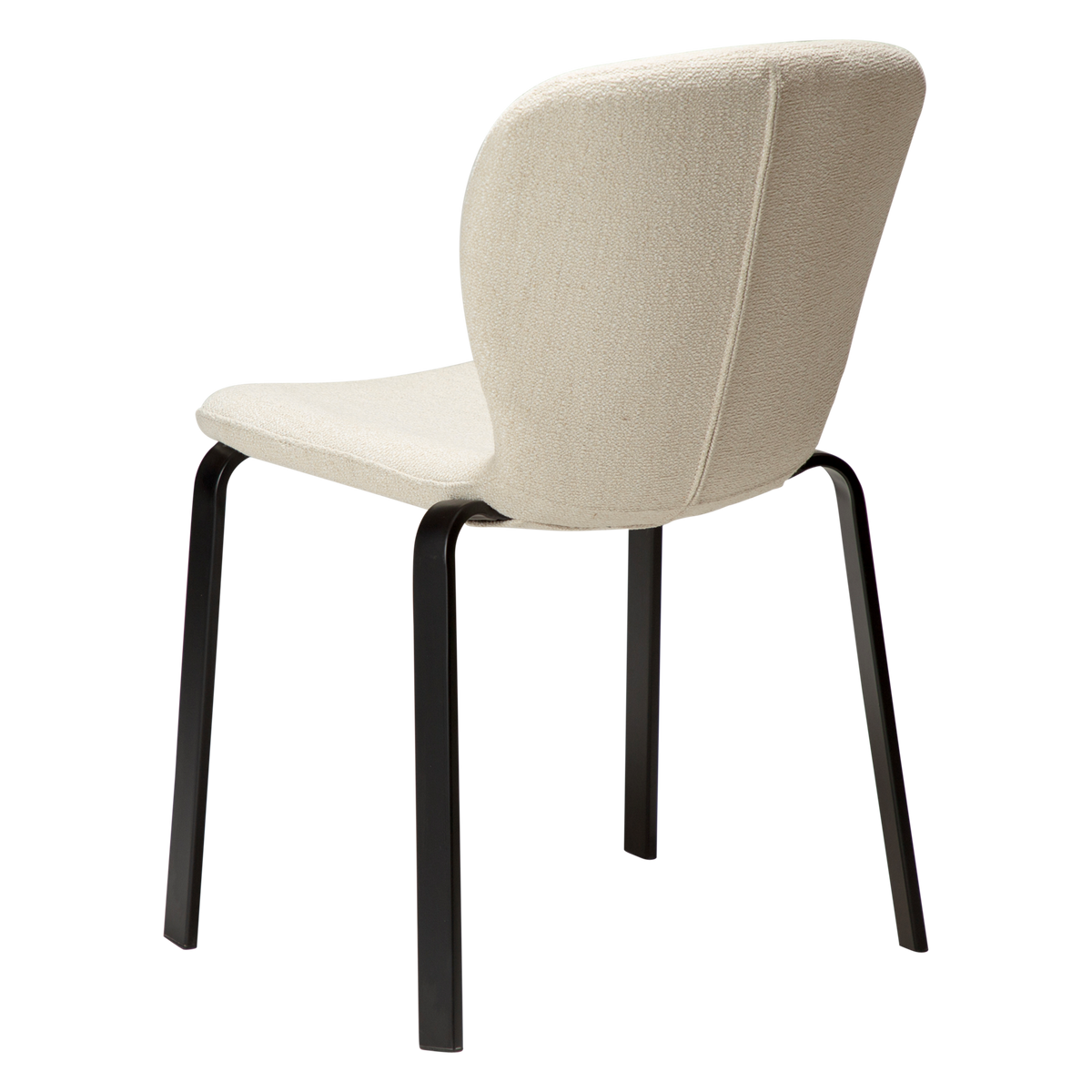 Dan-Form Heap spisebordsstol i Simply Beige bouclé med sort metalstel – skråt bagfra