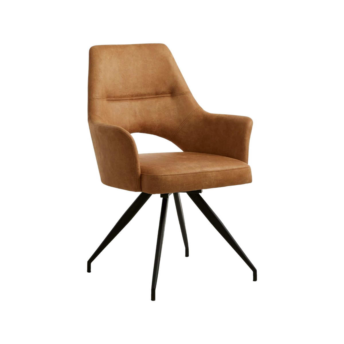 Lexpo Aya spisebordsstol i Bull microfiberlæder Caramel med drejefod i sort metal