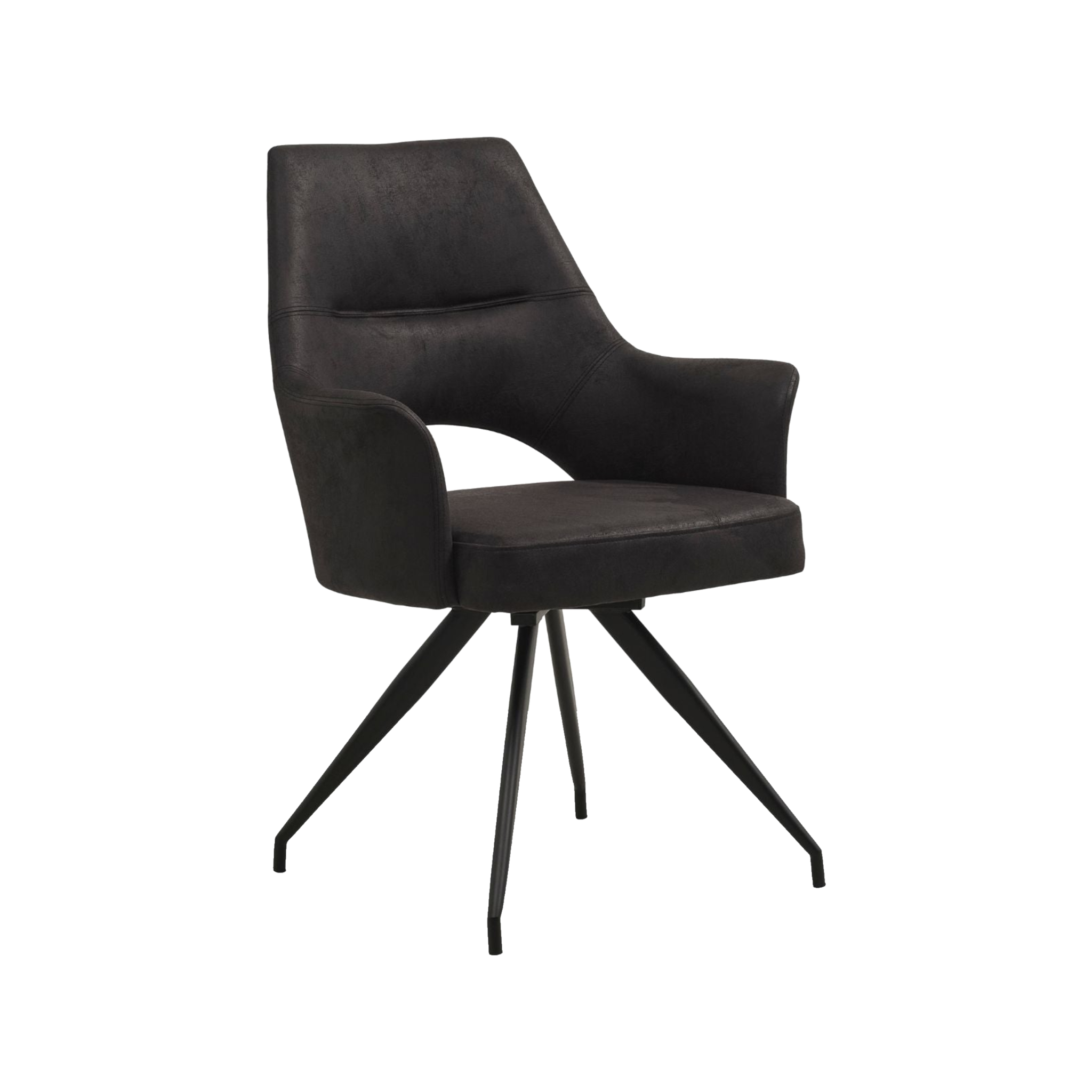 Lexpo Aya spisebordsstol i Bull microfiberlæder Sort med drejefod i sort metal