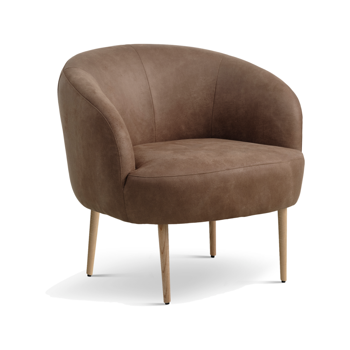 Lexpo Conrad loungestol i Almond microfiberlæder med natur træstel