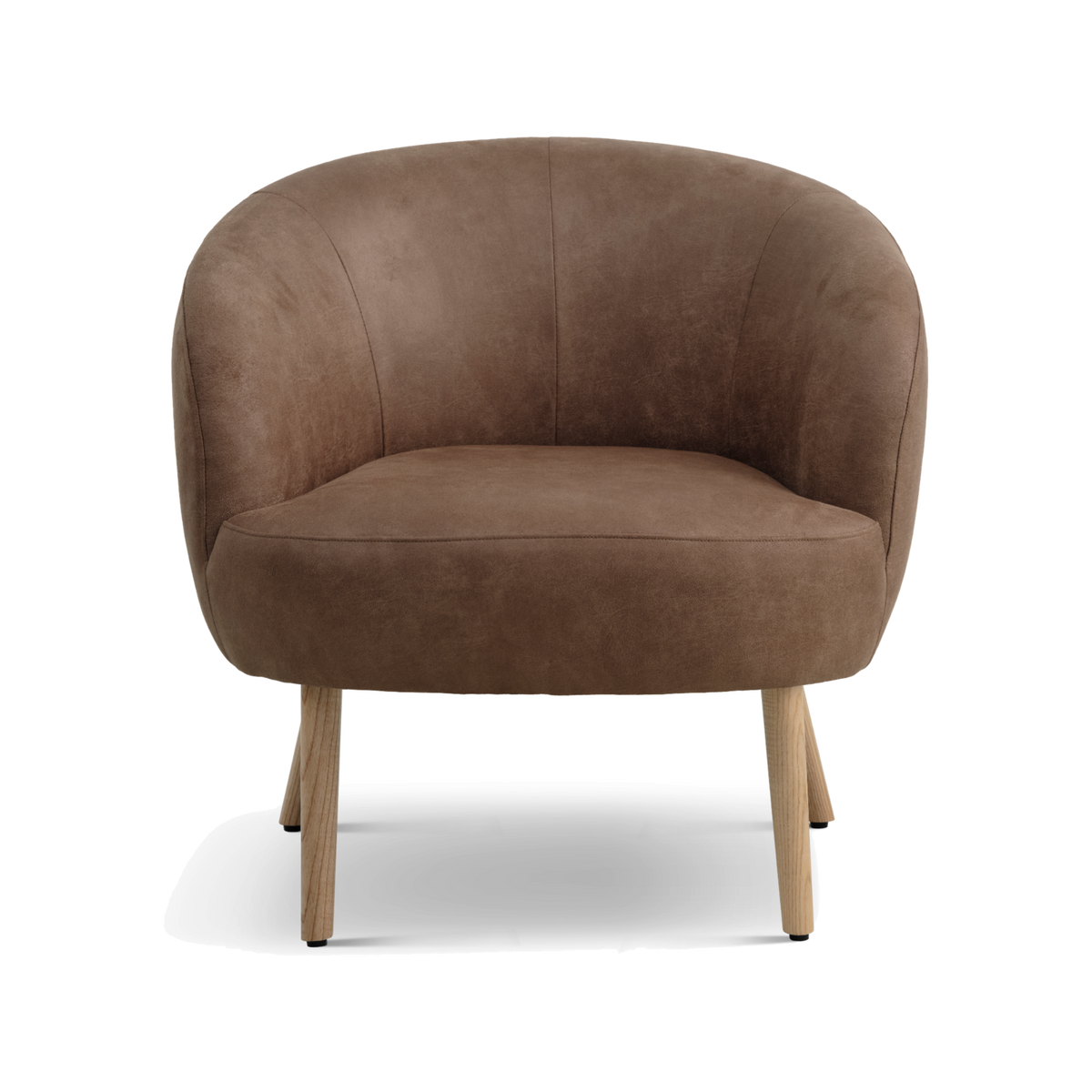 Lexpo Conrad loungestol i Almond microfiberlæder med natur træstel