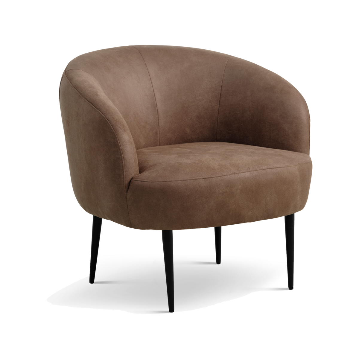 Lexpo Conrad loungestol i Almond microfiberlæder med sort metalstel